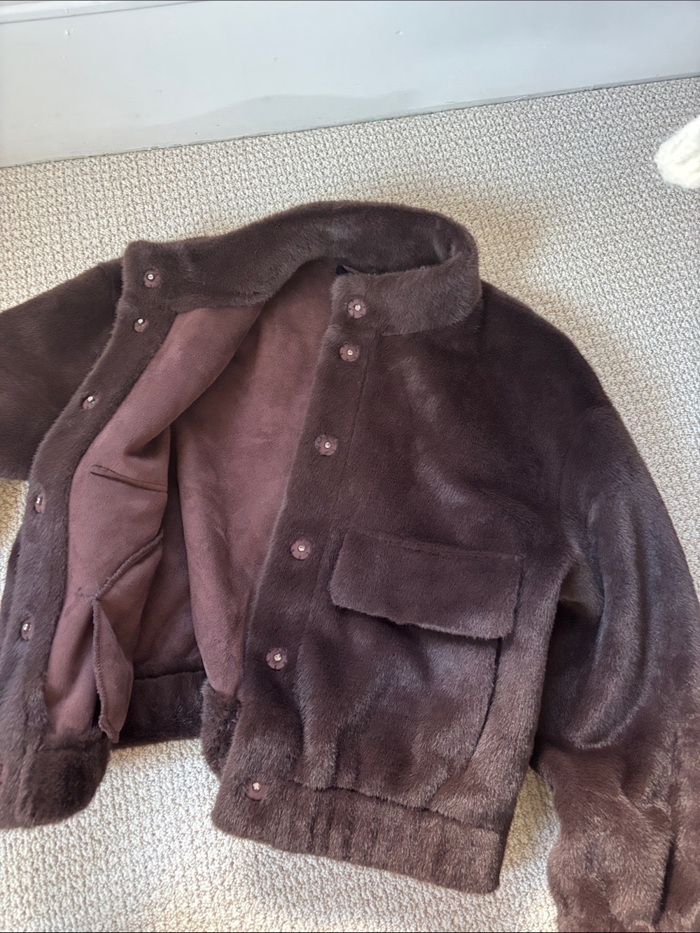 Brown faux fur jacket coat - Picture 2 of 2